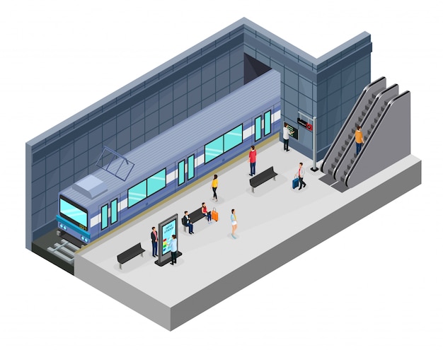 無料ベクター 等尺性地下鉄駅構想