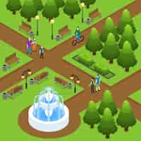 Free vector isometric summer park concept