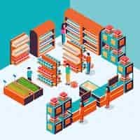 Free vector isometric supermarket