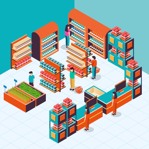 Isometric supermarket