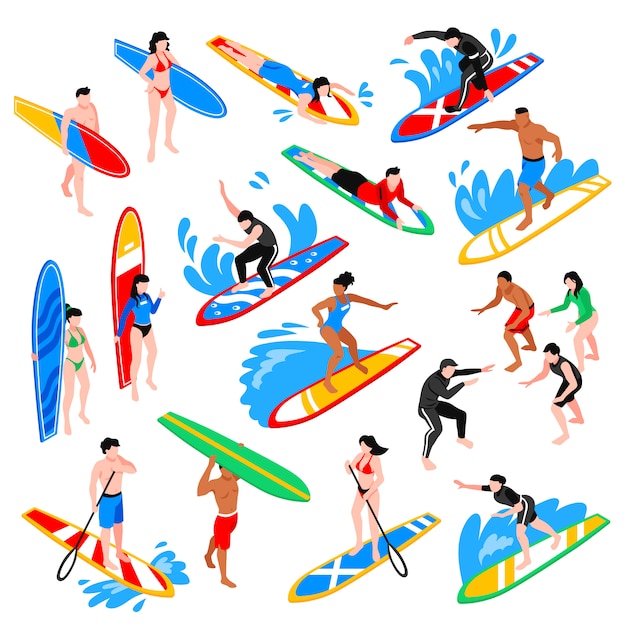 Free vector isometric surf set