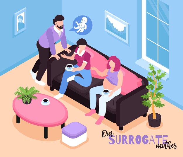 Free vector isometric surrogacy illustration