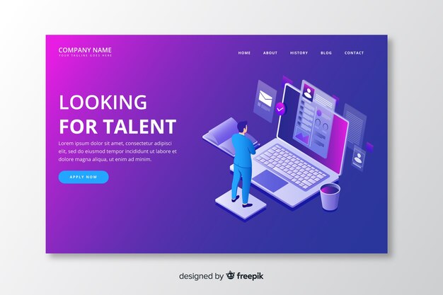 Isometric talent landing page template