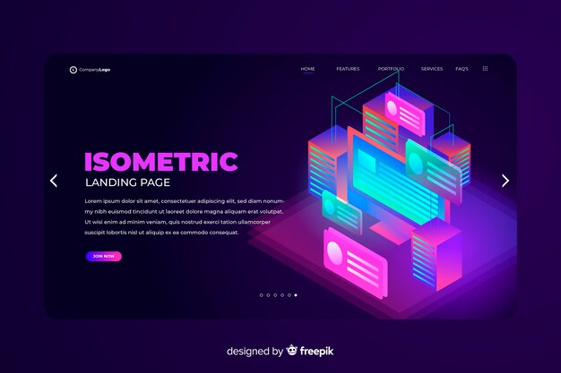 Isometric technology landing page template