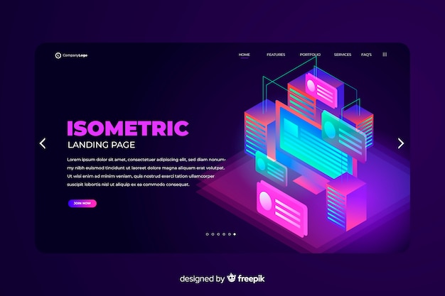 Isometric technology landing page template