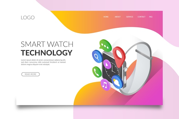 Free vector isometric technology landing page template