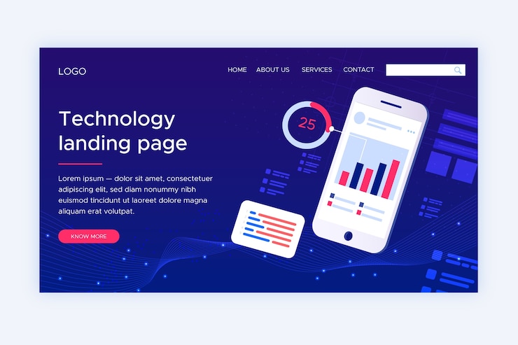 Free Vector isometric technology landing page