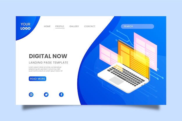 Free vector isometric technology landing page