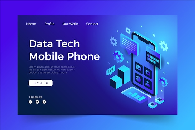 Free vector isometric technology landing page