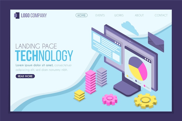 Free vector isometric technology landing page