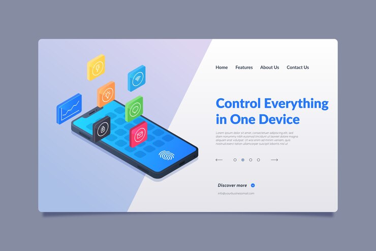 Free Vector isometric technology landing page