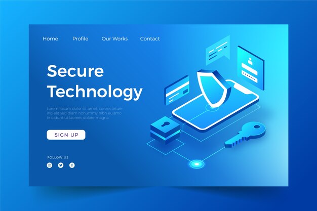 Isometric technology template landing page