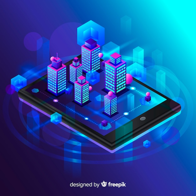 Free vector isometric tecnology abstract background