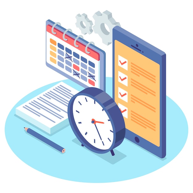Free vector isometric time management concept illustrated
