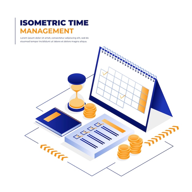 Free vector isometric time management illustration