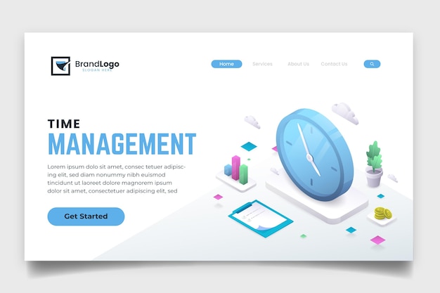 Isometric time management landing page