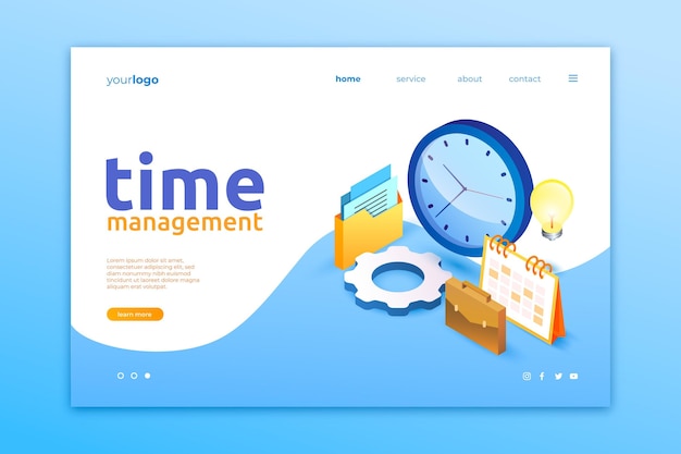 Isometric time management landing page