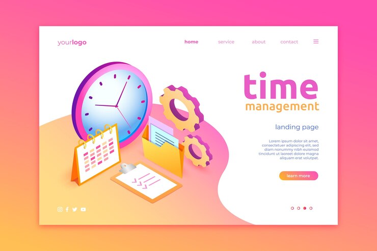 Free Vector isometric time management landing page