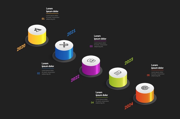 아이소 메트릭 타임 라인 infographic 템플릿