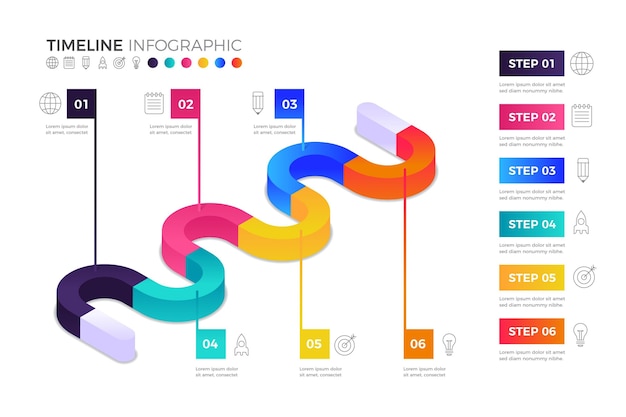 Vettore gratuito modello di infografica timeline isometrica