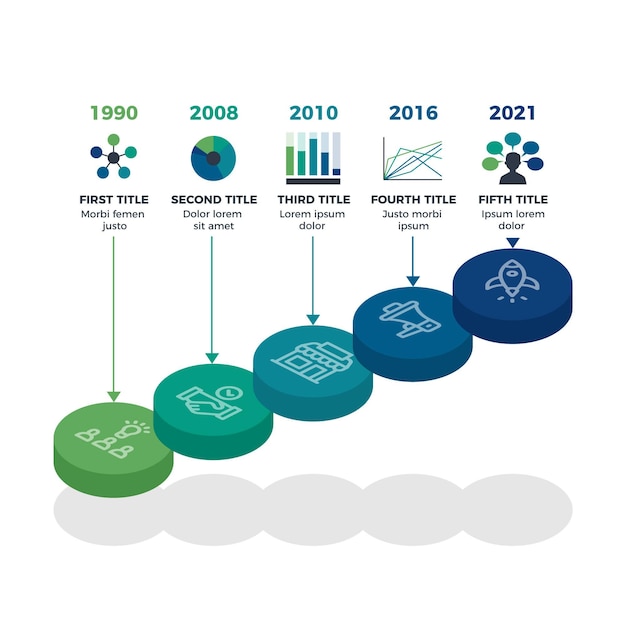 Vettore gratuito modello di infografica timeline isometrica