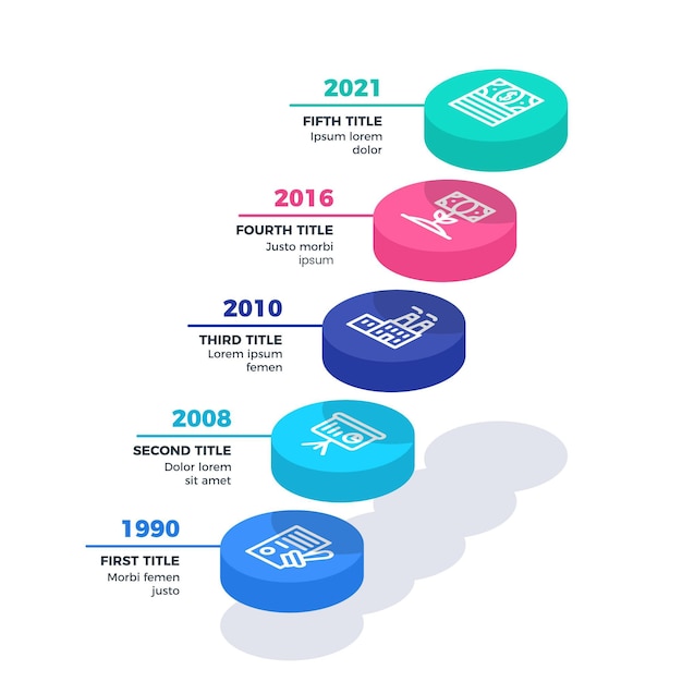 무료 벡터 아이소 메트릭 타임 라인 infographic 템플릿