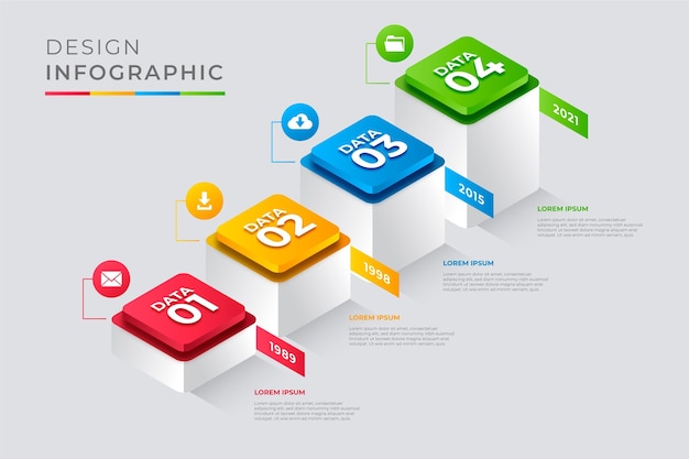 Isometric timeline infographic template