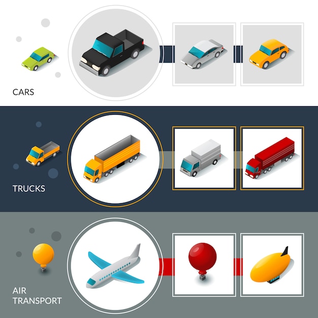 Free vector isometric transport banners