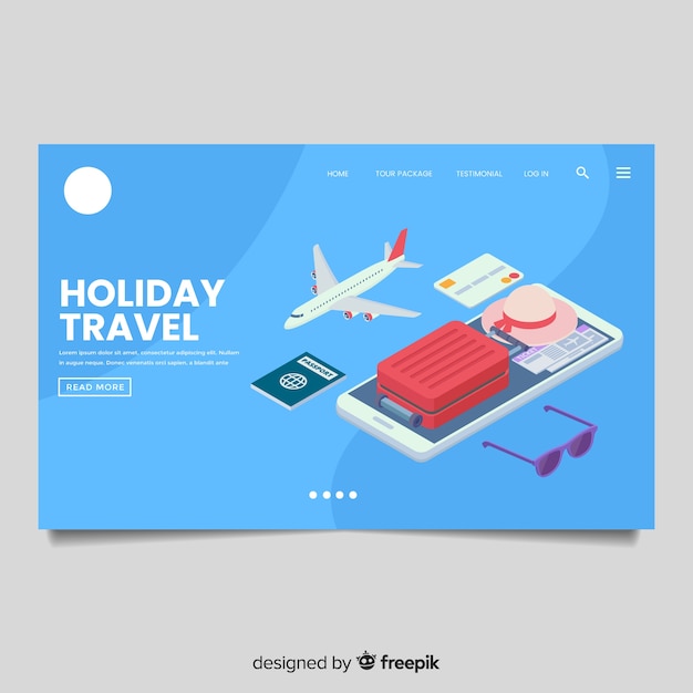 Free vector isometric travel landing page