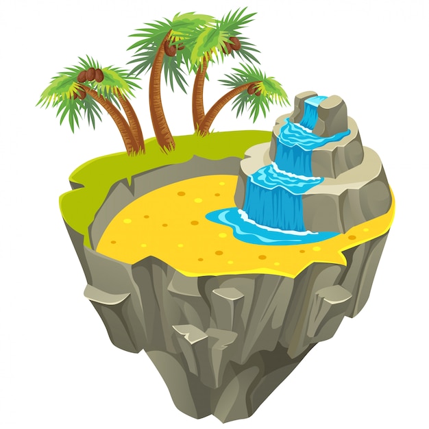 Free vector isometric tropical island with palms