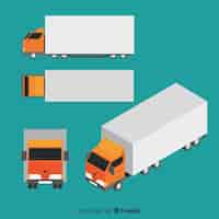 Free vector isometric truck perspectives collection