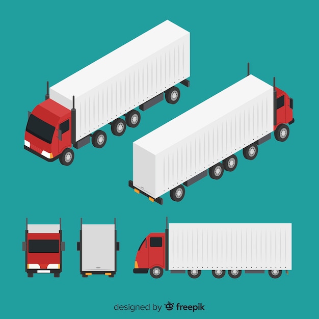 Isometric truck perspectives collection