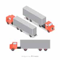 Бесплатное векторное изображение Изометрическая коллекция перспектив грузовика