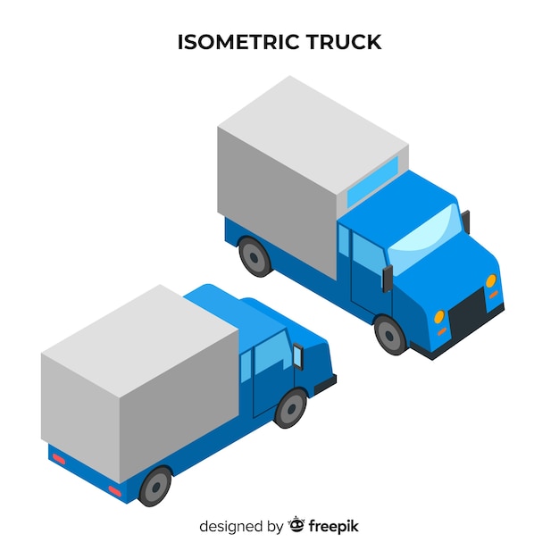 Free vector isometric truck perspectives collection