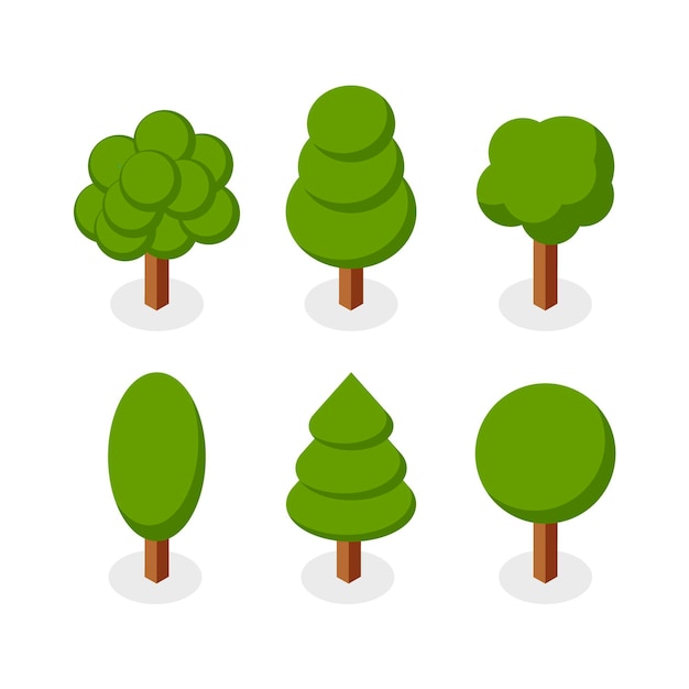 Бесплатное векторное изображение Изометрический тип коллекции деревьев