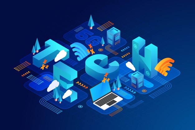 Isometric typographic message in blue night shades