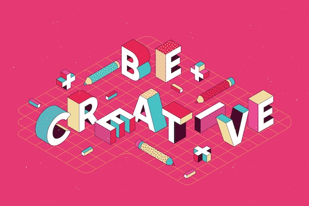 Free vector isometric typographic message