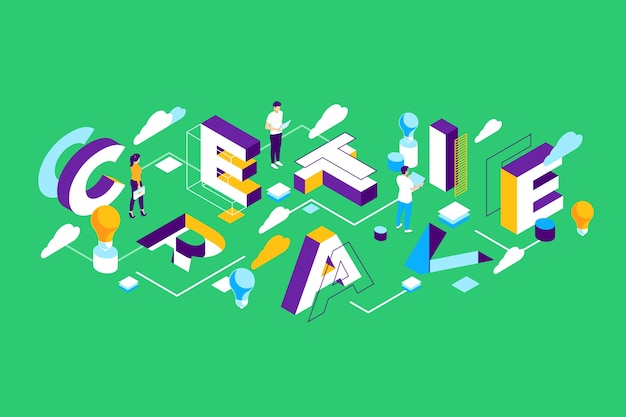 Isometric typography message creative