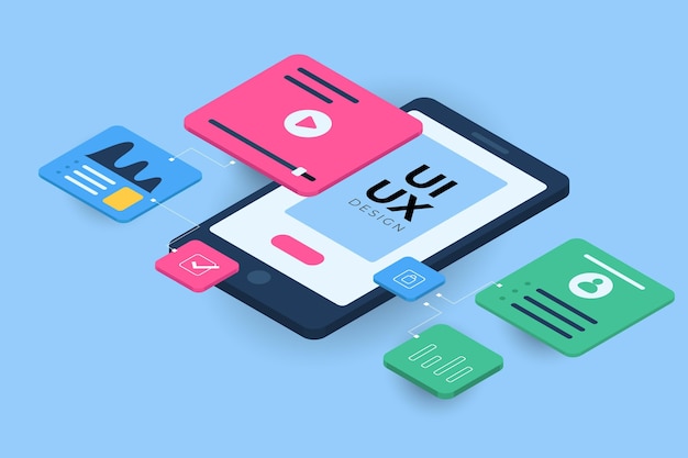 Isometric ui/ux background