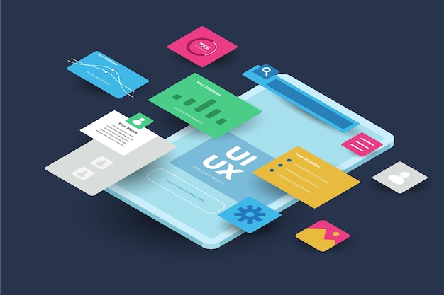 Free vector isometric ui/ux background