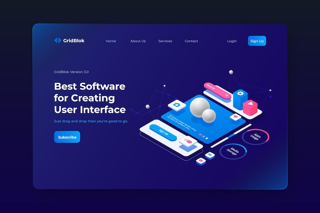 Free vector isometric ui/ux landing page template