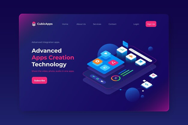 Изометрическая целевая страница ui ux
