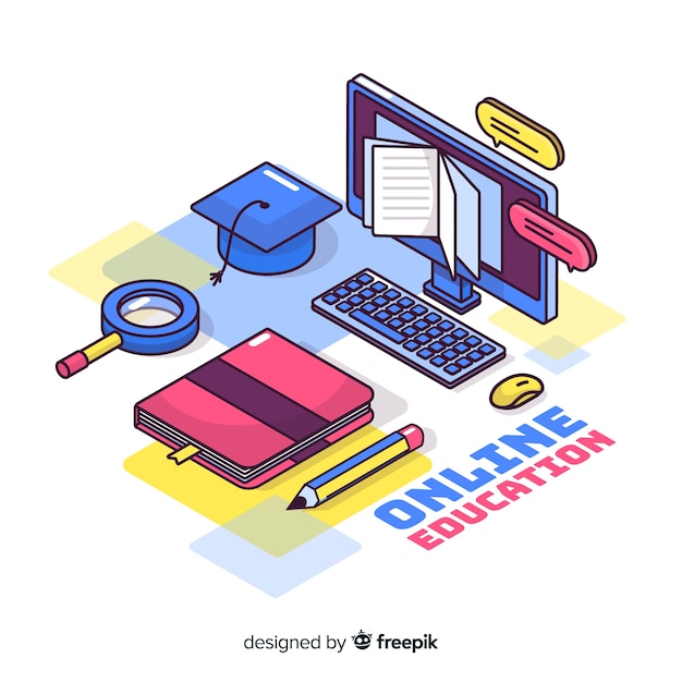 Free vector isometric university concept with school elements