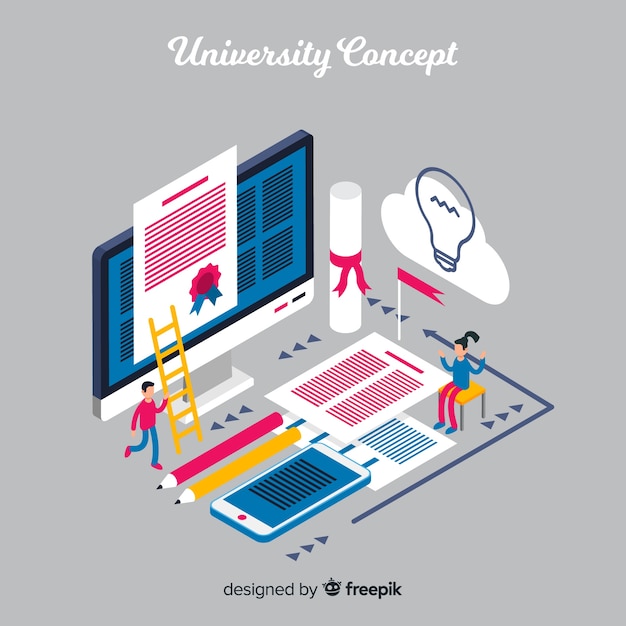 Free vector isometric university concept