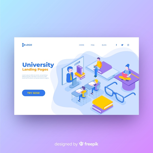 Isometric university landing page