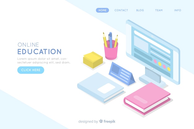 Free vector isometric university landing page