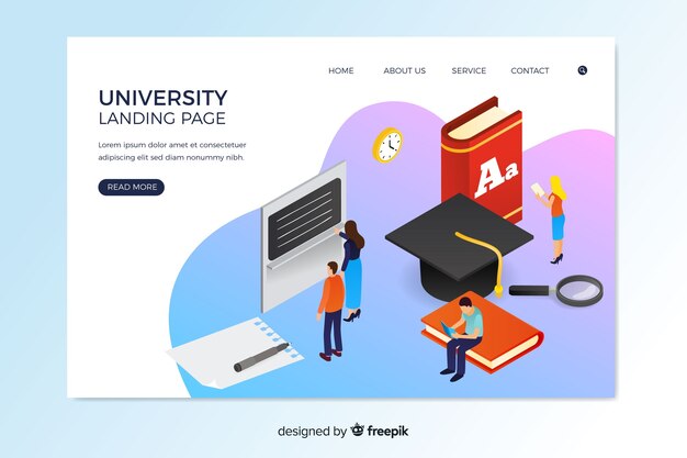 Free vector isometric university landing page