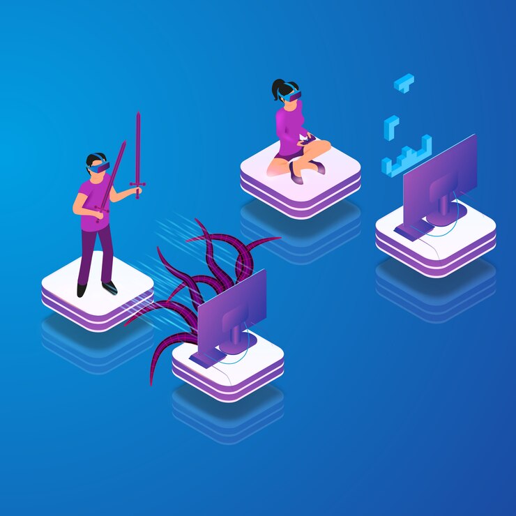 무료 Vector 3d 가상 현실의 아이소 메트릭 벡터 게임