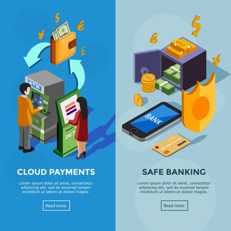 Free Vector isometric vertical bank banners