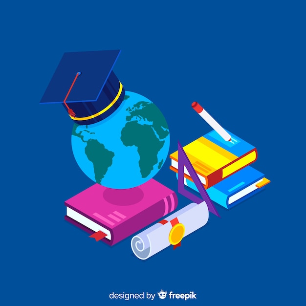 Isometric view of colorful education concept